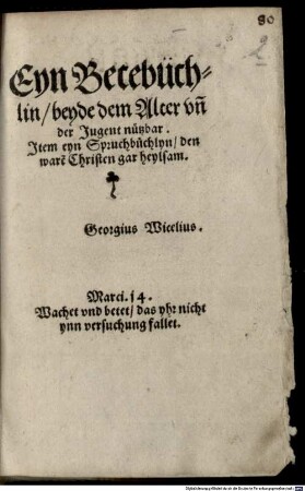 Eyn Betebüchlin beyde dem alter und der jugent nutzbar