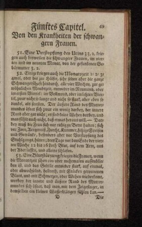 Fünftes Capitel. Von den Krankheiten der schwangern Frauen.