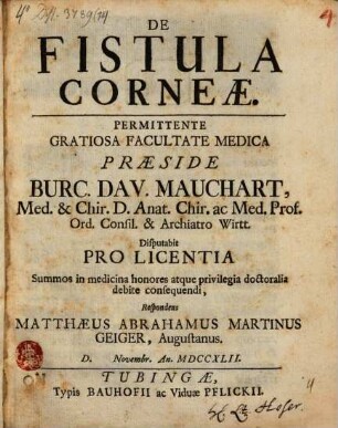 De Fistula Corneæ