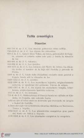 Tabla cronológica