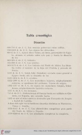 Tabla cronológica
