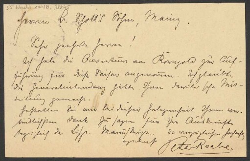 Brief an B. Schott's Söhne : 08.09.1912