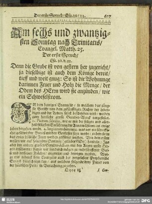 Am sechs und zwantzigsten Sonntag nach Trinitatis, Evangel. Matth. 25