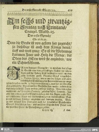 Am sechs und zwantzigsten Sonntag nach Trinitatis, Evangel. Matth. 25