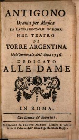Antigono : Drama per musica