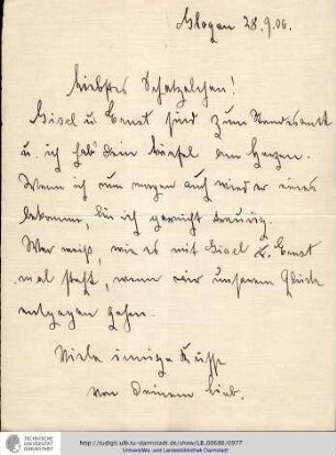 Brief vom 28.09.1906