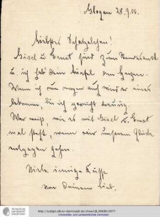 Brief vom 28.09.1906