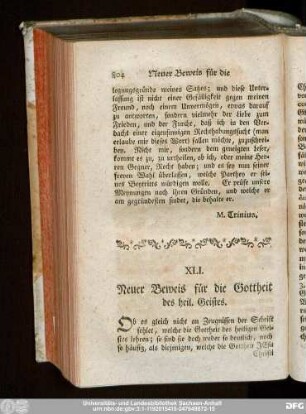 XLI. Neuer Beweis für die Gottheit des heil. Geistes.