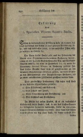 Erklärung des 7. Speciellen Waaren-Scontro-Buchs.