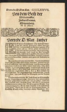 Von dem Geist der Widerteuffer. Justus Menius.