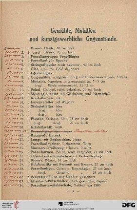 Gemälde, Mobilien und kunstgewerbliche Gegenstände (Nr. 1-320)