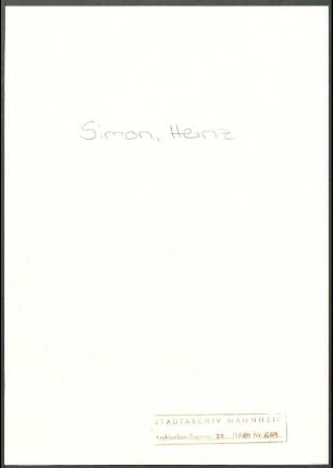 Simon, Heinz, Frankfurt a. M., an Wichert