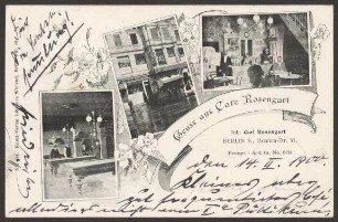 Ansichtskarte „Gruss aus Café Rosengart“, Oranienstraße