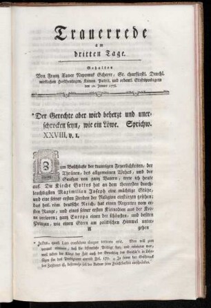 Trauerrede am dritten Tage.