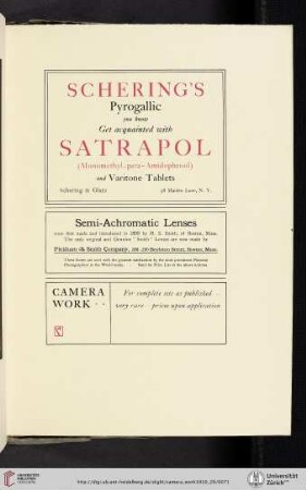 Schering & Glatz [Pyrogallic Acid, Satrapol Developer, Varitone Tablets Toner]