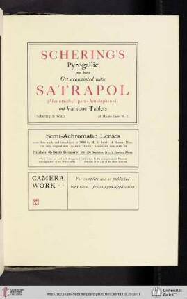 Schering & Glatz [Pyrogallic Acid, Satrapol Developer, Varitone Tablets Toner]