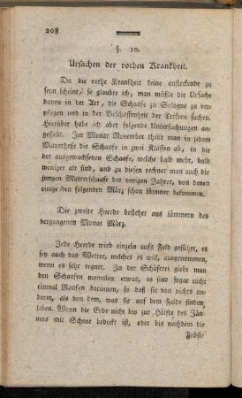 §. 10. Ursachen der rothen Krankheit. - §. 11. Von der Behandlung der rothen Krankheit.