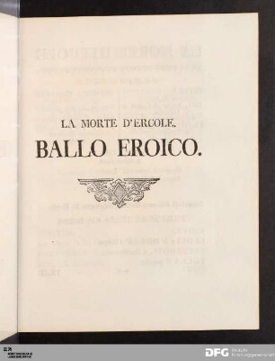 La Morte D'Ercole. Ballo Eroico.
