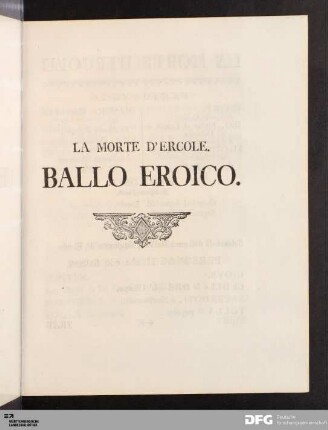 La Morte D'Ercole. Ballo Eroico.