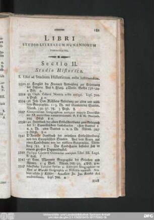 Libri Studio Literarum Humaniorum Inservientes. Sectio II. Studio Historico.