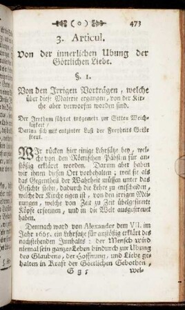 3. Articul. Von der innerlichen Ubung der Göttlichen Liebe.