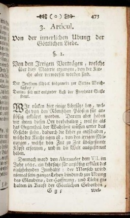 3. Articul. Von der innerlichen Ubung der Göttlichen Liebe.