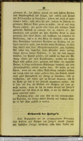 Ersparniß des Indigo's