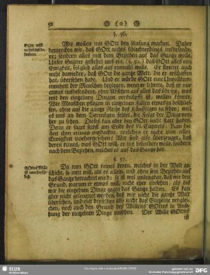 §. 57. Gottes Wille ist unerforschlich