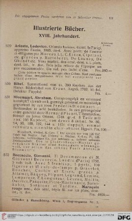 Illustrierte Bücher. XVIII. Jahrhundert (Nr. 529 - 596)