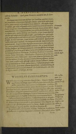 Wesselus Gansfortius.