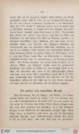 Die pfälzer und rheinischen Maaße