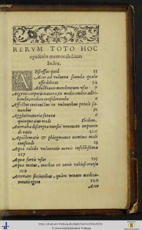 Rerum toto hoc opusculo memorabilium, Index.