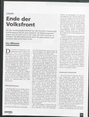 Litauen: Ende der Volksfront