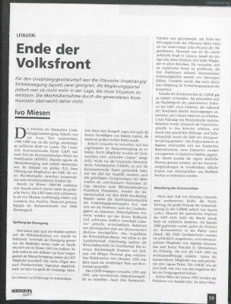 Litauen: Ende der Volksfront