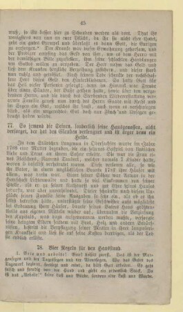 78. Vier Regeln für den Hausstand