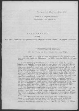 Heumaden: Pfarrbericht 1947