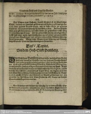 Das V. Capitel. Von dem Hoch-Stifft Bamberg
