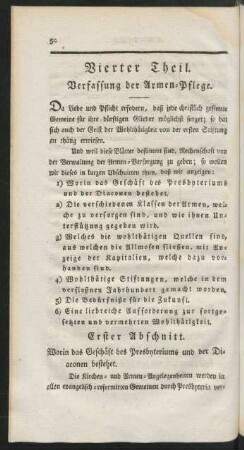 Vierter Theil. Verfassung der Armen-Pflege