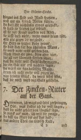 7. Der Fincken-Ritter auf der Gans.