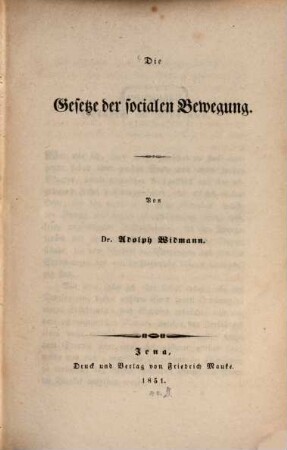Die Gesetze der socialen Bewegung