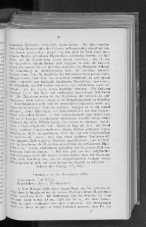 Sitzung vom 18. November 1884.