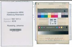 Entnazifizierung Johanna Ruessing , geb. 10.03.1891 ()