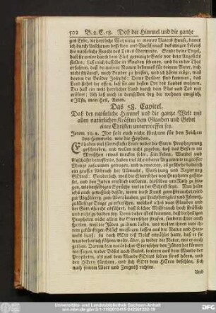 Das 58. Capitel. Daß der natürliche Himmel und die gantze Welt mit allen natürlichen Kräften dem Glauben und Gebet eines Christen unterworffen sey.