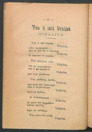 Ven á mis brazos : (Vidalita)
