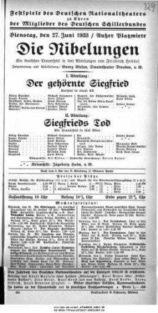 Die Nibelungen I. Abteilung: Der gehörnte Siegfried
