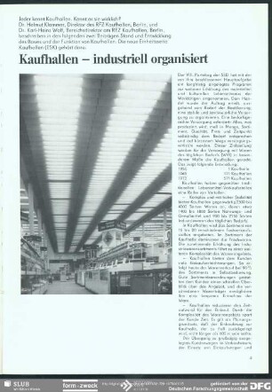 Kaufhallen - industriell organisiert : Kaufhallen