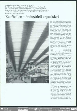 Kaufhallen - industriell organisiert : Kaufhallen