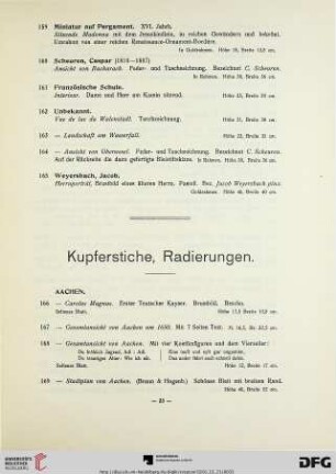 Kupferstiche, Radierungen (Nr. 166-220)