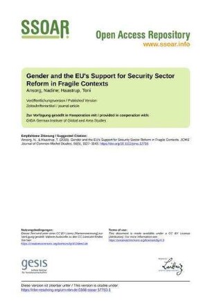 Gender and the EU's Support for Security Sector Reform in Fragile Contexts