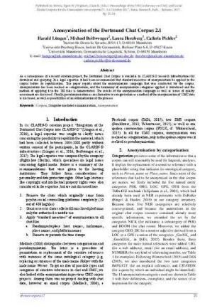 Anonymisation of the Dortmund Chat Corpus 2.1